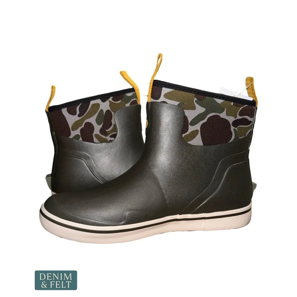 NEW LaCrosse Mens Alpha Deck Rain Boot 6 Inch Black Olive Camo Size 8 Medium